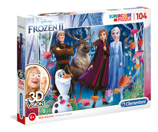 Clementoni SuperColor Frozen II 3D Vision Puzzle Per bambine 6+ anni 104 pezzi
