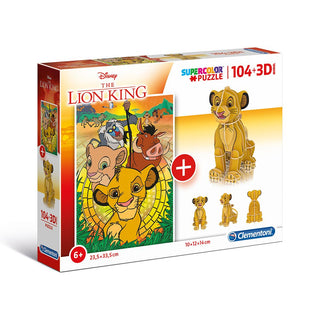 Clementoni, SuperColor, Ο Βασιλιάς των Λιονταριών 3D, Παζλ, Unisex, 6+ ετών, 104 τεμάχια