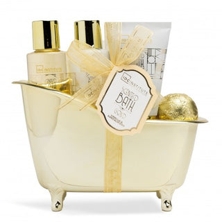Idc Institute Cofanetto Bagno Gold Vanilla & Sandalwood Set Corpo 4 Pezzi