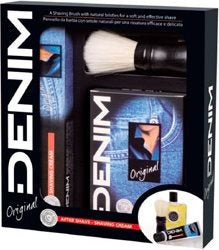 Denim Cofanetto Denim Original Dopobarba 100 Ml + Crema Da Barba 100 Ml + Pennello Con Manico Nero