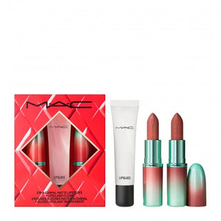Mac Cosmetics Cofanetto Mac To The Future Lip Trio – Maximal Silky Matte rossetto (Velvet Teddy E Whirl) E Il lucidalabbra Clear