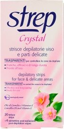 Strep Crystal Strisce Depilatorie Viso E Parti Delicate 20 Strisce + 4 Salviettine Post-Epilazione