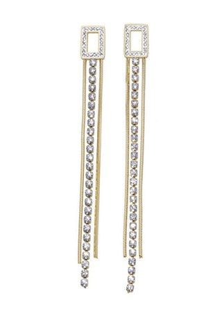 Crystalp Orecchini lunghi placcati oro con cristalli Party Square 40525.EG