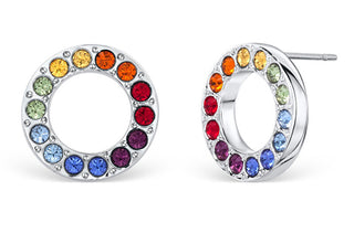 Crystalp Orecchini a lobo giocosi con zirconi Chakra Hoop 40345.MLT.R