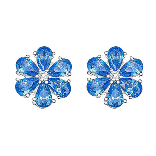 Crystalp Orecchini fiore con cristalli blu Flower Kiss 42288.AQU.R