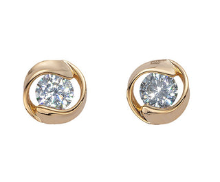 Crystalp Moderni orecchini a bottone placcati in oro Outline 42207.WHI.SG