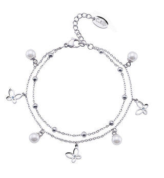 Crystalp Delicato bracciale doppio in acciaio Butterfly 22185.E
