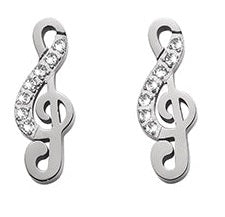 Crystalp Orecchini in acciaio Chiave di violino con cristalli 42190.E