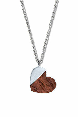 Crystalp Collana romantica in acciaio Cuore di legno 30450.W1 E