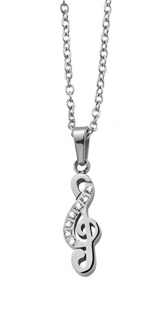 Crystalp Collana coordinata in acciaio Chiave di violino con cristalli 32190.E
