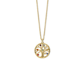 Crystalp Collana abbinata placcata oro con cristalli Chakra Tree of life 30093.MLT.G