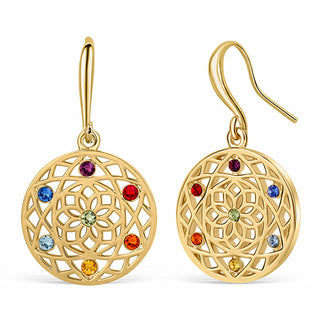 Crystalp Eleganti orecchini placcati oro con cristalli Chakra Flower 40191.MLT.G