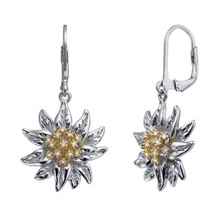 Crystalp Orecchini in argento scintillanti Edelweiss con cristalli 40552.S