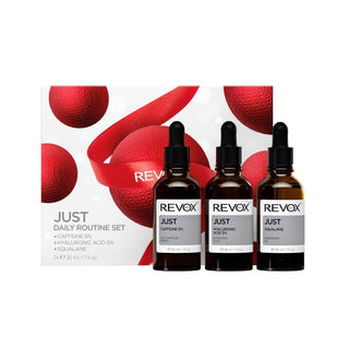 Set Routine Quotidiana Revox B77: Just Caffeina 5% Anti-Occhiaie Giorno Siero Contorno Occhi 30 ml + Just Acido Ialuronico 5% Idratante Fluido Per Viso 30 ml + Just Squalano Nutriente Olio Per Viso 30 ml