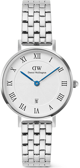 Daniel Wellington Petite 28 Numeri Romani Data 5 Maglie Bianco Argento Dw00100859