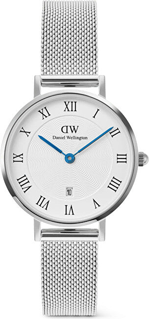 Daniel wellington Petite 28 Roman Numerals Date Sterling White Silver DW00100858