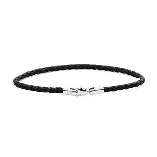 Braided black leather Bracciale Sheffield Daniel DW004017 - Length: 17.5 cm
