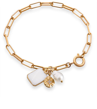 Decadorn Affascinante bracciale placcato oro con una vera perla
