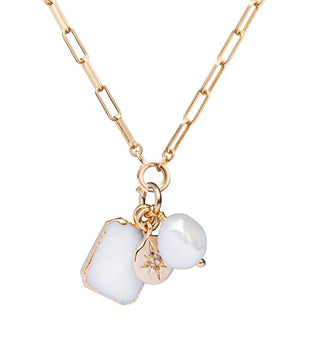 Decadorn Affascinante collana placcata in oro con una vera perla grossa