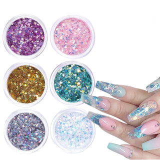 Deni Carte Praf de Diamant - Pudră Nail Art 6 Bucăți