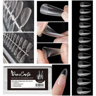 Deni Carte Tipuri flexibile Tipsy Almond - vârfuri transparente 120 bucăți