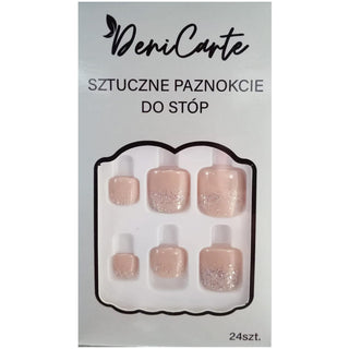 Deni Carte Unghii artificiale Tipsy, sclipici nud pentru unghii de la picioare