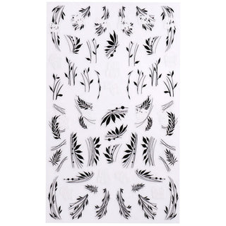 Adesivi per unghie autoadesivi DeniCarte con foglie bianche e nere