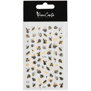 Adesivi per unghie DeniCarte oro e nero - Foglie decorative autoadesive