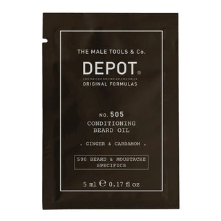Depot, 수염과 콧수염을 위한 500가지 사양 No. 505, 수염 오일, 생강과 카다멈, 윤기와 부드러움을 위해, 5ml