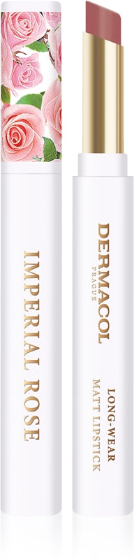 Dermacol Ruj matifiant Imperial Rose cu aromă de trandafir, culoare 01, 1,6 g
