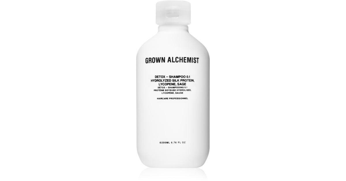 Grown alchemist Shampoo hydrolysoituja silkkiproteiineja, lykopeenia, salviaa ja detox-öljyjä - 200 ml