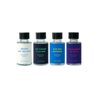 Discovery Set Velvetvelo: Sound Of The Sun, Eau De Parfum, unisex, 4,5 ml + Un Homme A La Mer, Eau De Parfum, per uomo, 4,5 ml + Rue Des Mimosas, Eau De Parfum, unisex, 4,5 ml + Archimede In Love, Eau De Parfum, unisex, 4,5 ml