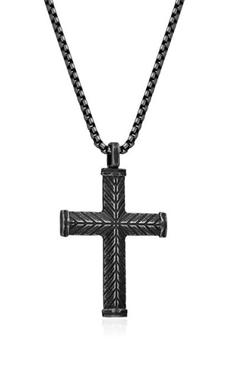 Diverse Black men´s steel Collana Cross N1000509
