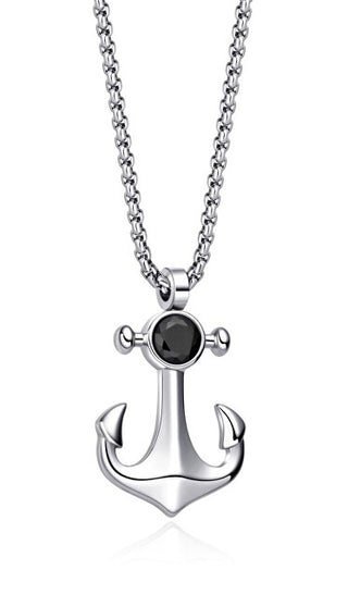 Diverse Steel da uomo Collana con zircon Anchor N1000502