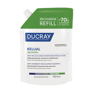 Ducray Kelual Squanorm , Shampoo trattante per capelli, antiforfora, per cuoio capelluto con forfora grassa, ricarica, 400 ml