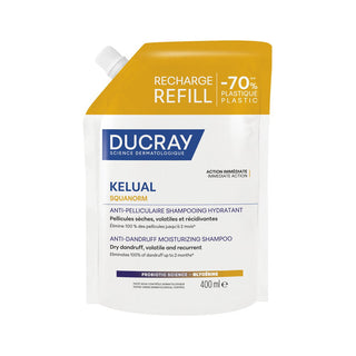 Ducray Kelual Squanorm , Shampoo trattante per capelli, Antiforfora, Per cuoio capelluto con forfora secca, Ricarica, 400 ml