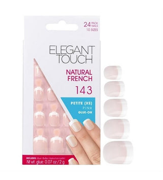 Colocar Elegant Touch Uñas postizas francesas cuadradas naturales rosa 143 Petite (XS) 24 piezas