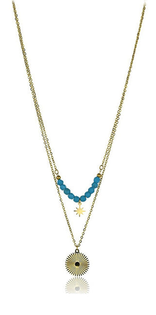 Emily westwood Cecilia Double Gold Plated Beaded Collana EWN23027G