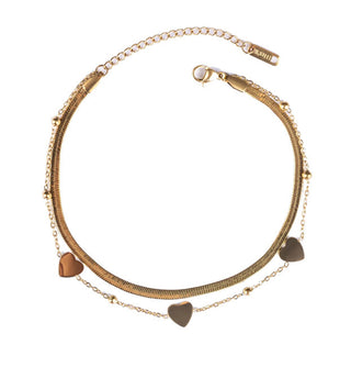 Emily westwood Double gold-plated anklet con hearts Miravie EWA250357G