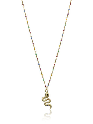 Emily Westwood Collana Giocosa Placcata Oro Con Perline E Ciondolo A Forma Di Serpente Ewn23041G