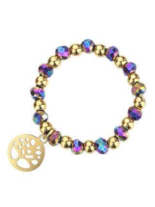 Emily westwood Anillo de cuentas Amy Violet bañado en oro EWR23033G