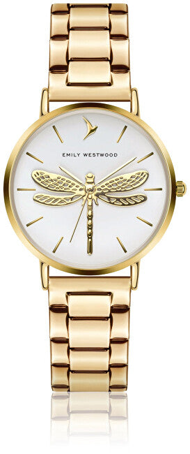 Emily westwood Reloj clásico con diseño de libélula en blanco mate EGG-4218GQ
