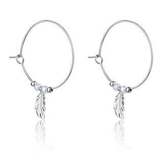 Emily Westwood Steel Hoop Earrings With Ruth Pearls Ewe23064S 