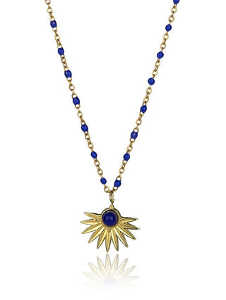 Emily westwood Gold Plated da donna Collana con Blue Beads EWN23039G