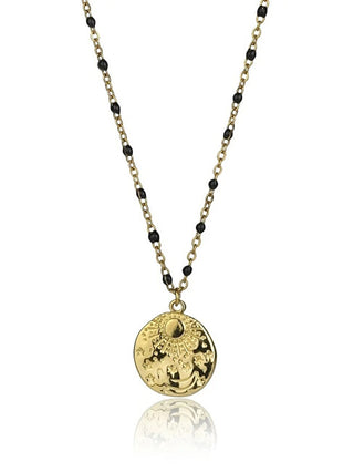 Emily westwood Stylish gold-plated Collana with black beads EWN23040G