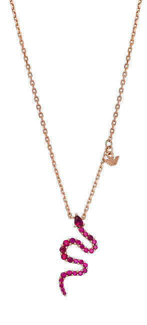 Emporio armani Colar feminino banhado a ouro com cobra e zircônia fúcsia EG3613221
