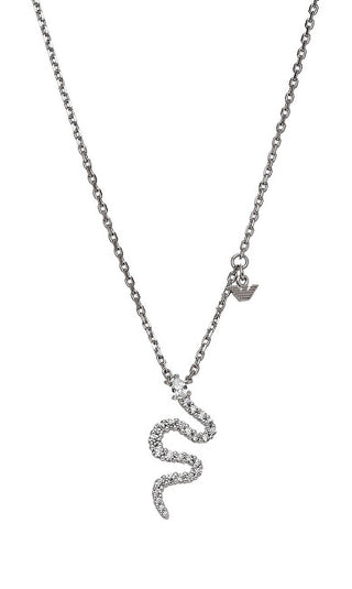 Emporio armani Women's Silver Necklace with Snake and Zirconia EG3611040