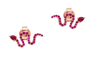 Emporio armani Gold plated snake earrings with fuchsia zirconia EG3614221