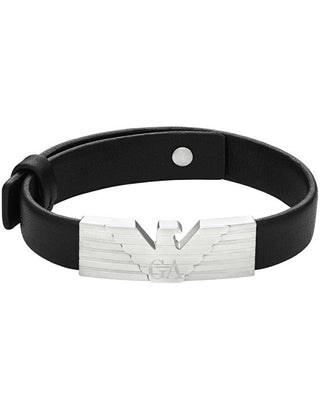 Emporio armani Elegante pulsera de cuero para hombre con logo de águila EGS3075040