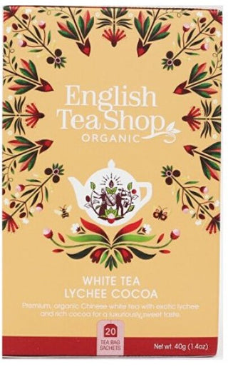 English tea shop White tea con lychee and cocoa BIO 20 bags